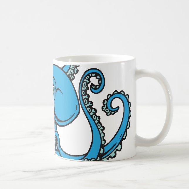 Ocean Blue Octopus Coffee Mug (Right)