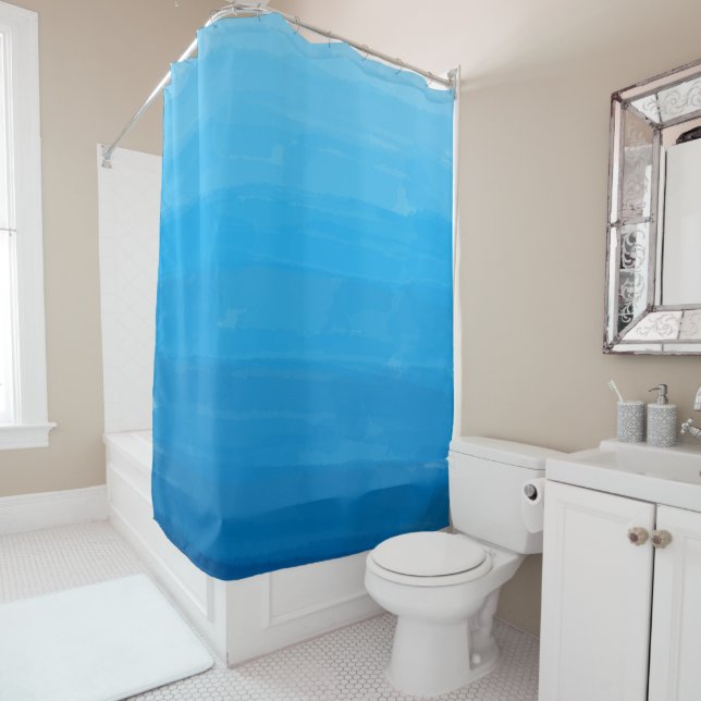 Ocean Blue Ombre Shower Curtain (In Situ)