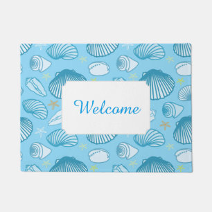 Ocean Blue Pattern Add Your Text Doormat