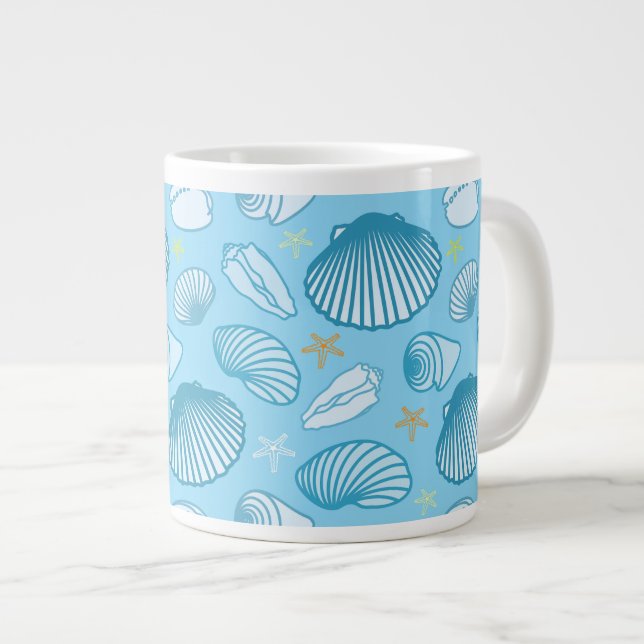 Ocean Blue Pattern Large Coffee Mug (Front Right)