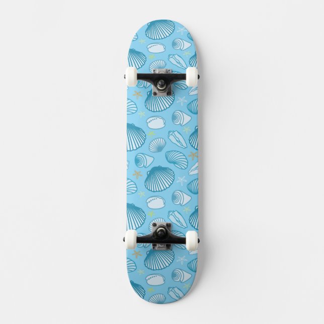 Ocean Blue Pattern Skateboard (Front)