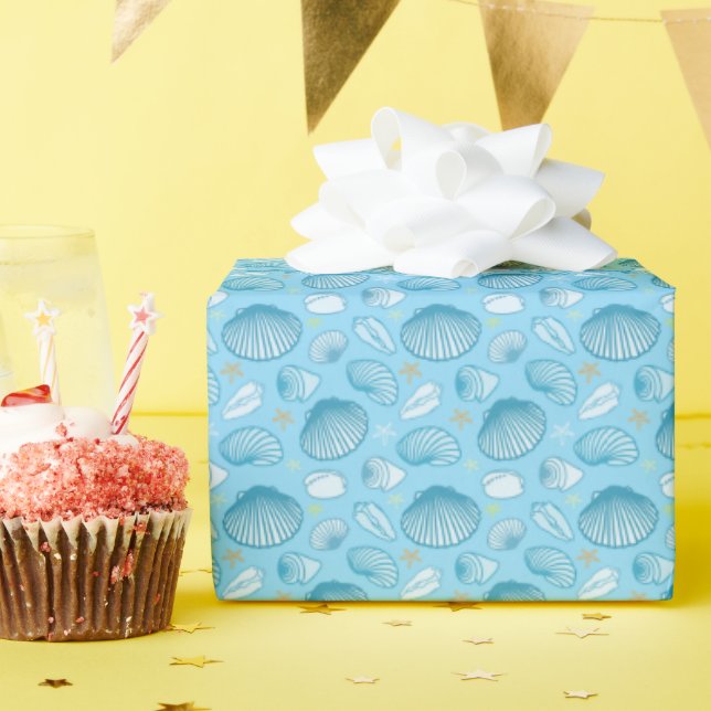 Ocean Blue Pattern Wrapping Paper (Birthday Party)