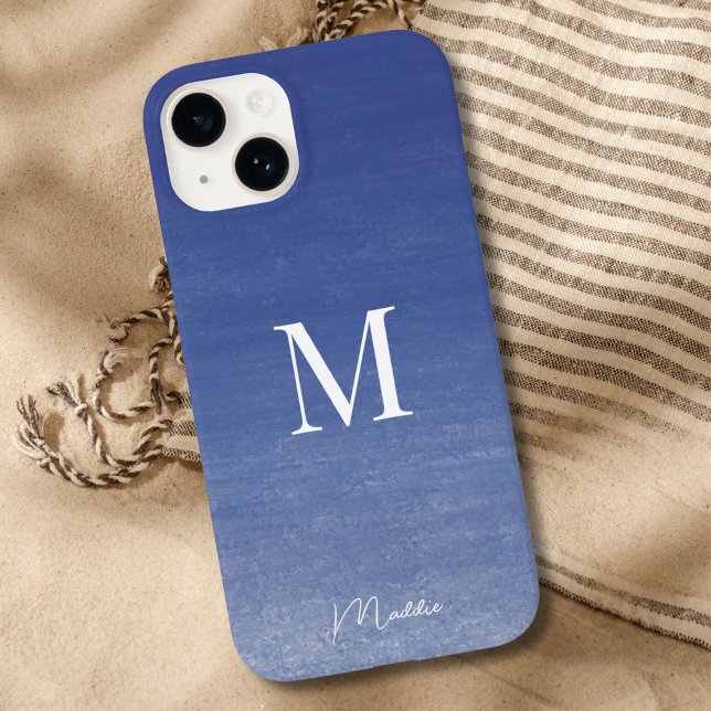 Ocean Blue Personalised Monogram Name  Case-Mate iPhone Case (Creator Uploaded)