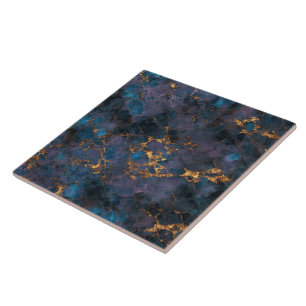 Ocean Blue Pink Gold Marble Trendy Collection Tile