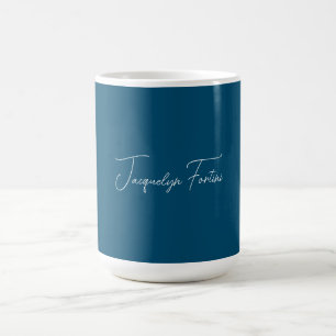 Ocean Blue Plain Elegant Minimalist Calligraphy Coffee Mug