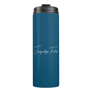 Ocean Blue Plain Elegant Minimalist Calligraphy Thermal Tumbler