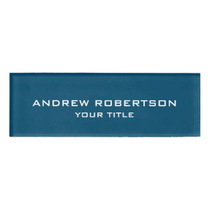 Ocean Blue Plain Elegant Minimalist Simple Name Tag
