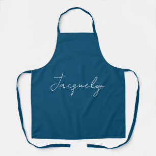 Ocean Blue Plain Elegant Modern Add Name Apron
