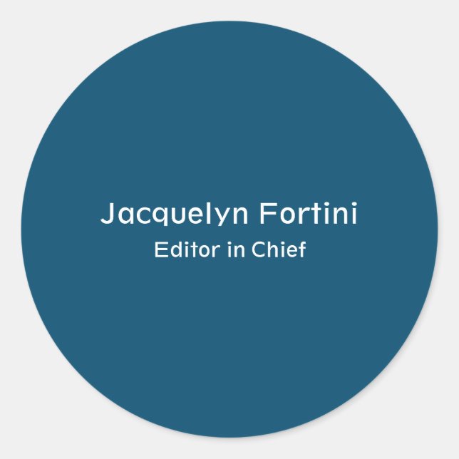 Ocean Blue Plain Elegant Modern Minimalist Classic Round Sticker (Front)