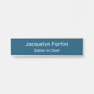 Ocean Blue Plain Elegant Modern Minimalist Door Sign