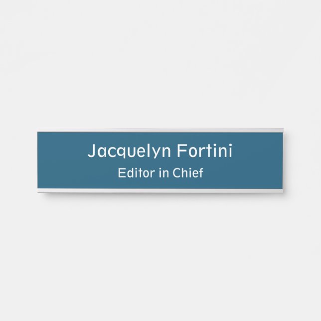 Ocean Blue Plain Elegant Modern Minimalist Door Sign (Front)