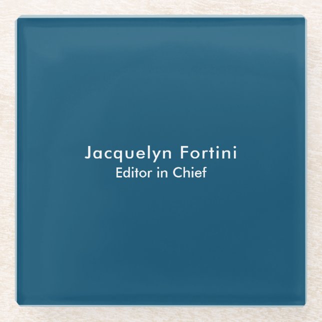 Ocean Blue Plain Elegant Modern Minimalist Glass Coaster (Front)