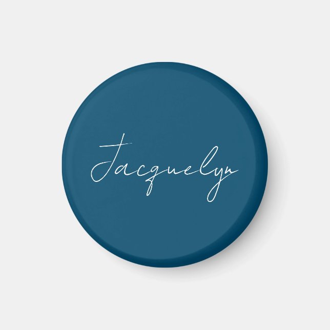 Ocean Blue Plain Elegant Modern Minimalist Name Magnet (Front)