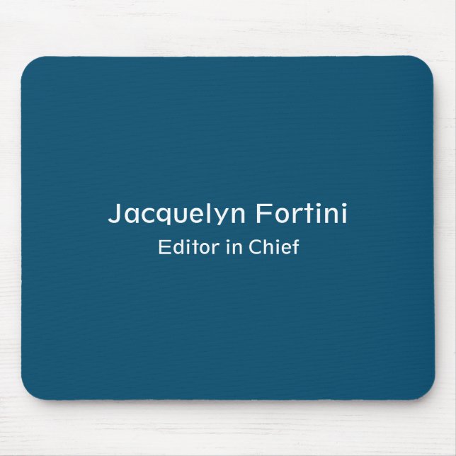 Ocean Blue Plain Elegant Modern Minimalist Name Mouse Mat (Front)