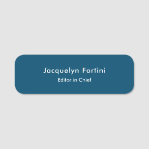 Ocean Blue Plain Elegant Modern Minimalist Name Tag