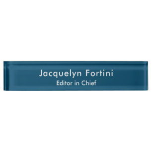 Ocean Blue Plain Elegant Modern Minimalist Nameplate