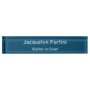 Ocean Blue Plain Elegant Modern Minimalist Nameplate