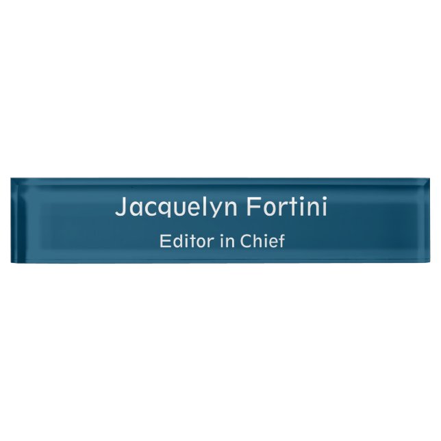 Ocean Blue Plain Elegant Modern Minimalist Nameplate (Front)