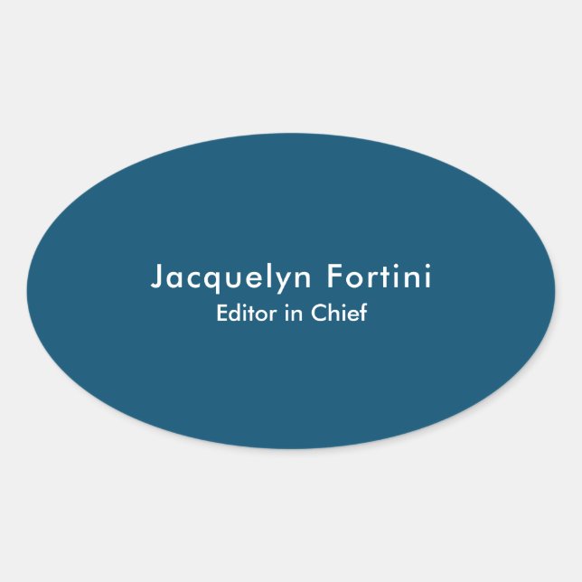 Ocean Blue Plain Elegant Modern Minimalist Oval Sticker (Front)