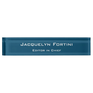 Ocean Blue Plain Elegant Modern Minimalist Simple Nameplate