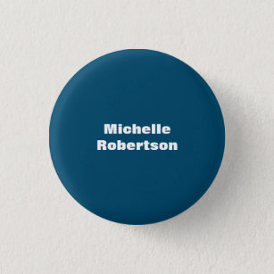 Ocean Blue Plain Minimalist Add Own Name 3 Cm Round Badge