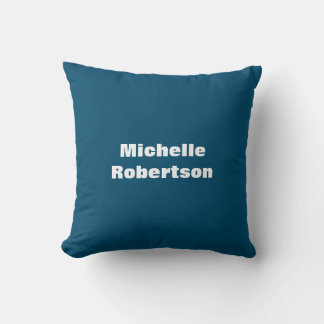 Ocean Blue Plain Minimalist Add Own Name Cushion