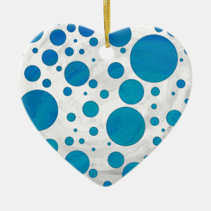 Ocean Blue Polka Dots Ceramic Tree Decoration