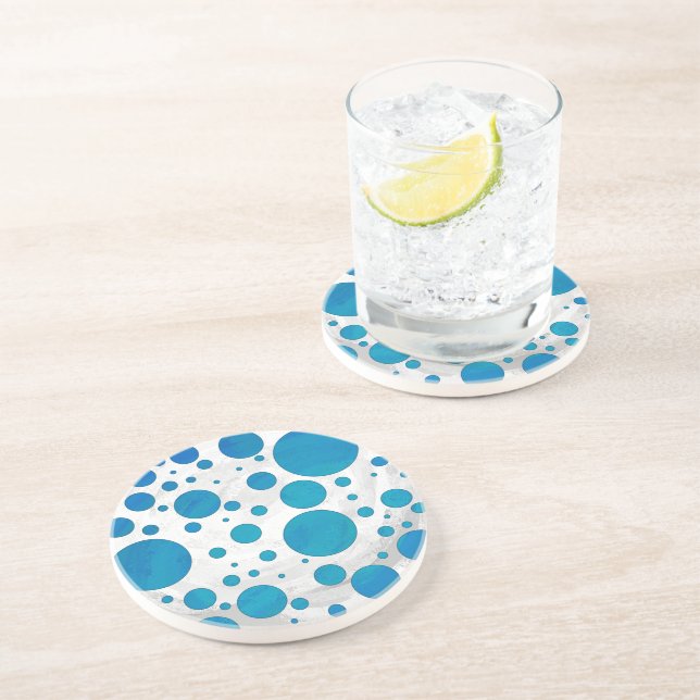 Ocean Blue Polka Dots Coaster (Side)