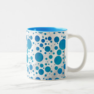 Ocean Blue Polka Dots Two-Tone Coffee Mug