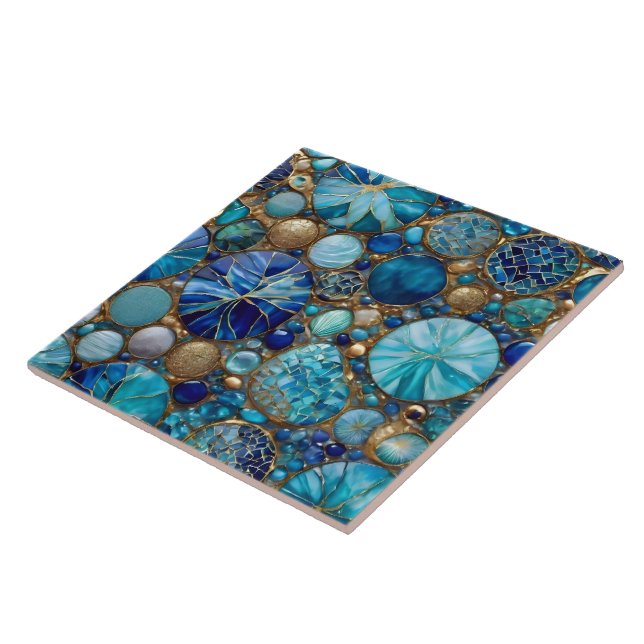 Ocean Blue Popular Beautiful Gold Collection Tile (Side)