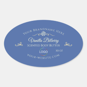 Ocean Blue Product Label with Gold Frame and Logo