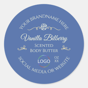 Ocean Blue Product Label with Gold Frame and Logo