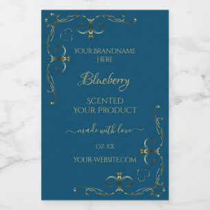 Ocean Blue Product Labels Decorated Gold Corners