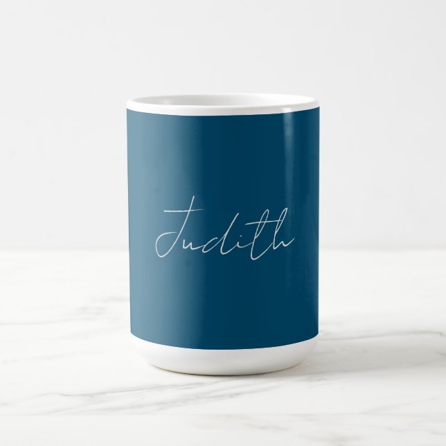 Ocean Blue Professional Calligraphy Add Name Coffee Mug (Center)