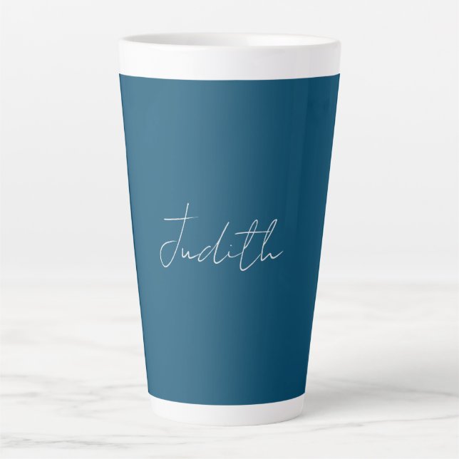 Ocean Blue Professional Calligraphy Add Name Latte Mug (Front)