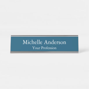 Ocean Blue Professional Manager Modern Plain Desk Name Plate