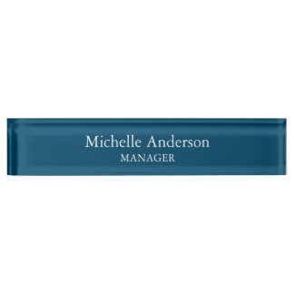 Ocean Blue Professional Manager Modern Plain Nameplate