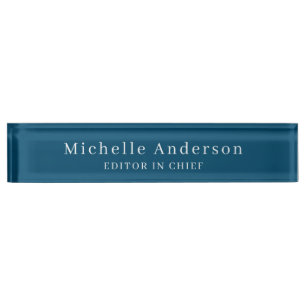 Ocean Blue Professional Manager Modern Plain Nameplate