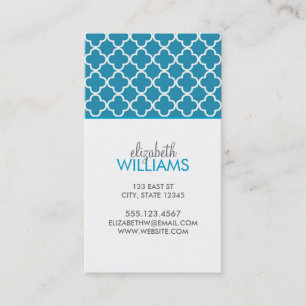 Ocean Blue Quatrefoil Pattern Business Card