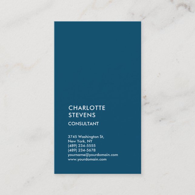Ocean Blue Red Trendy Minimalist Elegant Simple Business Card (Front)