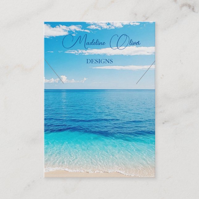  Ocean Blue Scene Necklace Display Business Card (Front)