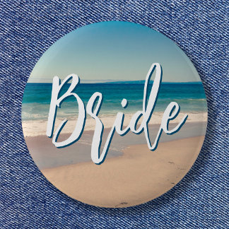 Ocean Blue Scenic Beach Photo Bride 6 Cm Round Badge