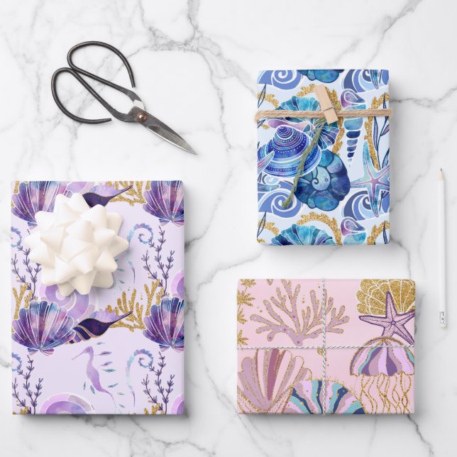 Ocean Blue sea  Wrapping Paper Sheet (Front)