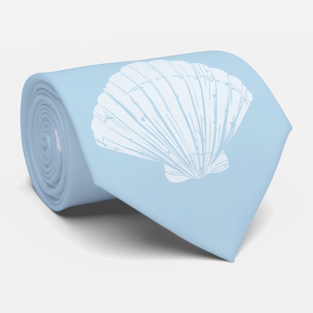 Ocean Blue Seashell Tie (Rolled)