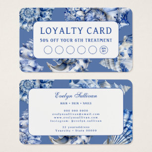 Ocean blue seashells loyalty card