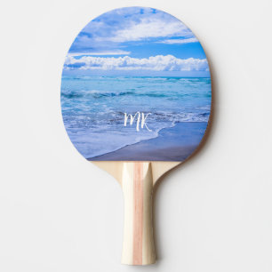 Ocean Blue Sky Clouds Custom Ping Pong Paddle