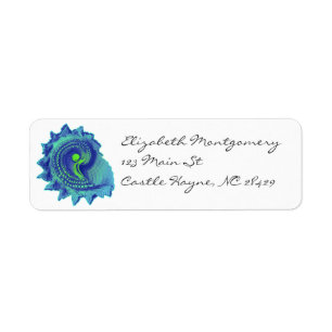 Ocean Blue Spiral Sea Shell Labels