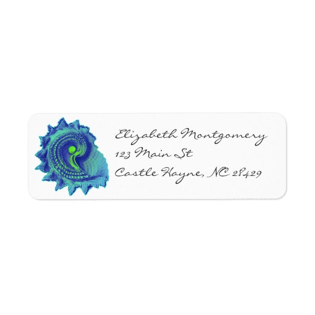 Ocean Blue Spiral Sea Shell Labels (Front)