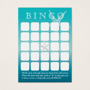 Ocean Blue Starfish 5x5 Bridal Shower Bingo Card