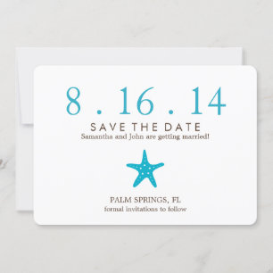 Ocean Blue Starfish Wedding Save the Date